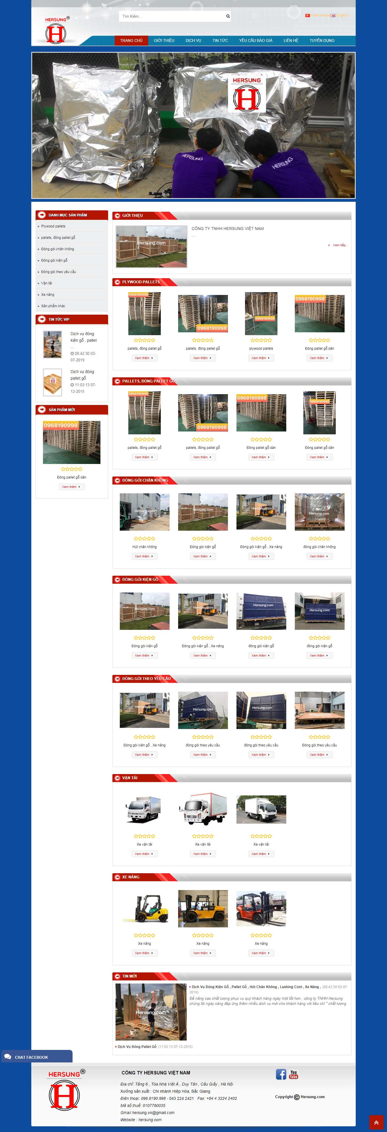 Thiết kế Website web bán pallet gỗ - hersungcom