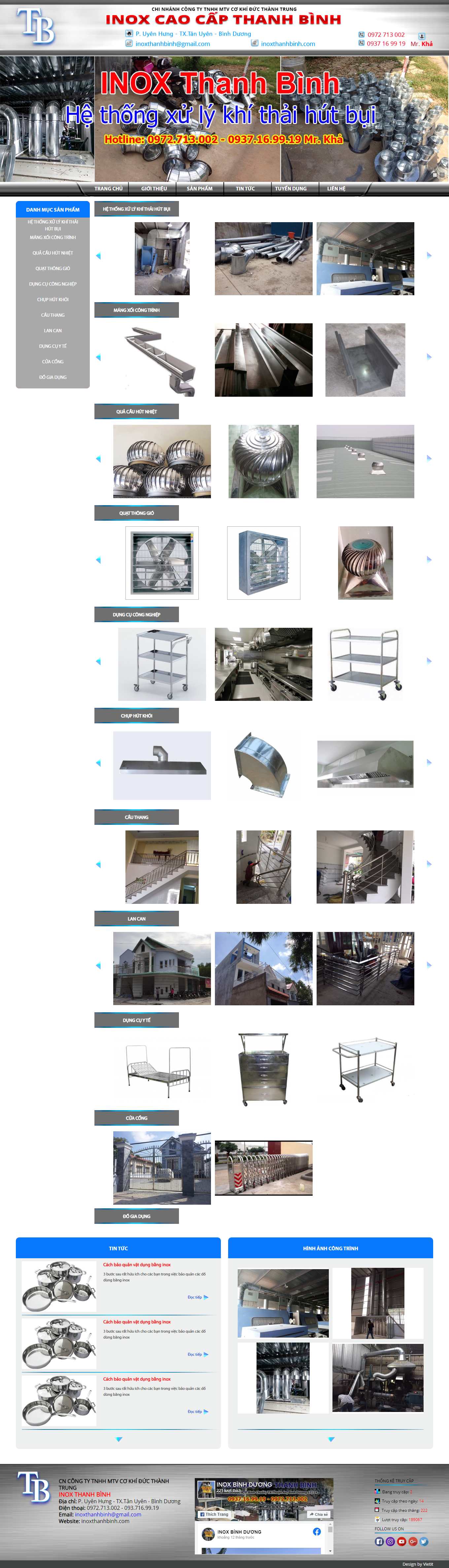 Thiết kế Website web nội thất inox - inoxthanhbinhcom
