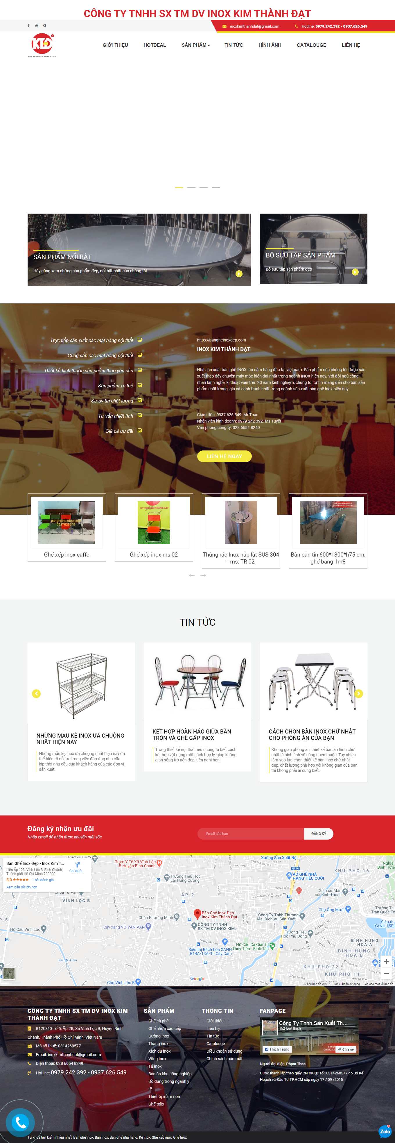 Thiết kế Website web nội thất inox - bangheinoxdepcom