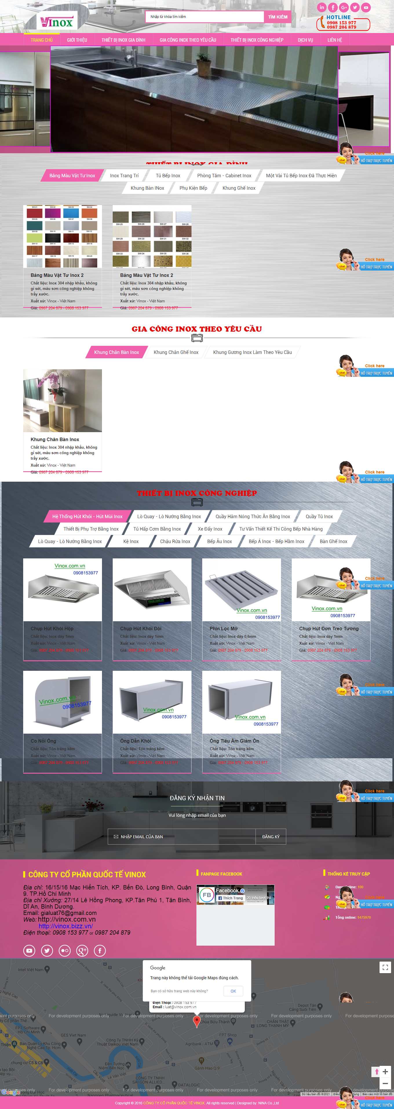 Thiết kế Website web nội thất inox - vinoxcomvn