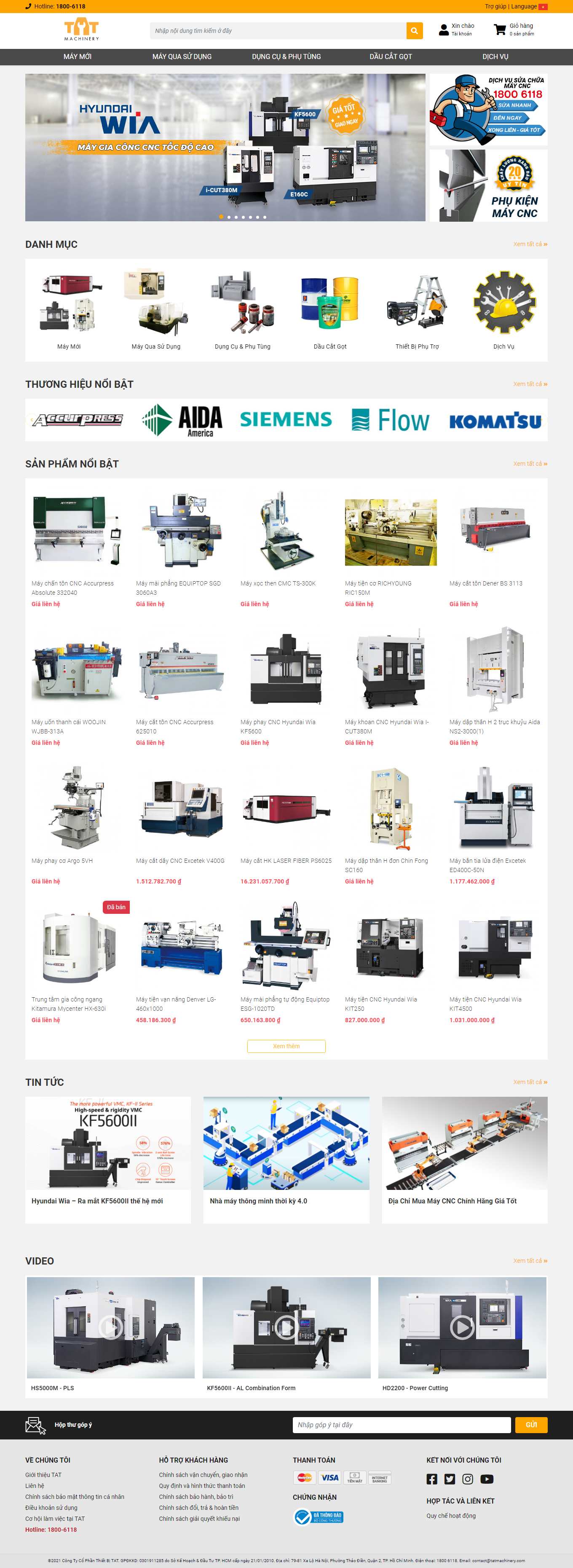 Thiết kế Website web bán máy CNC - wwwtatmachinerycom