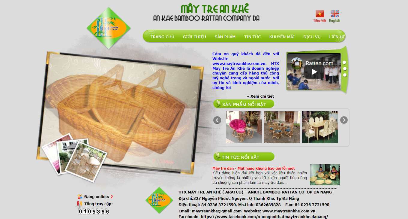 Thiết kế Website web bàn ghế mây tre - maytreankhecomvn