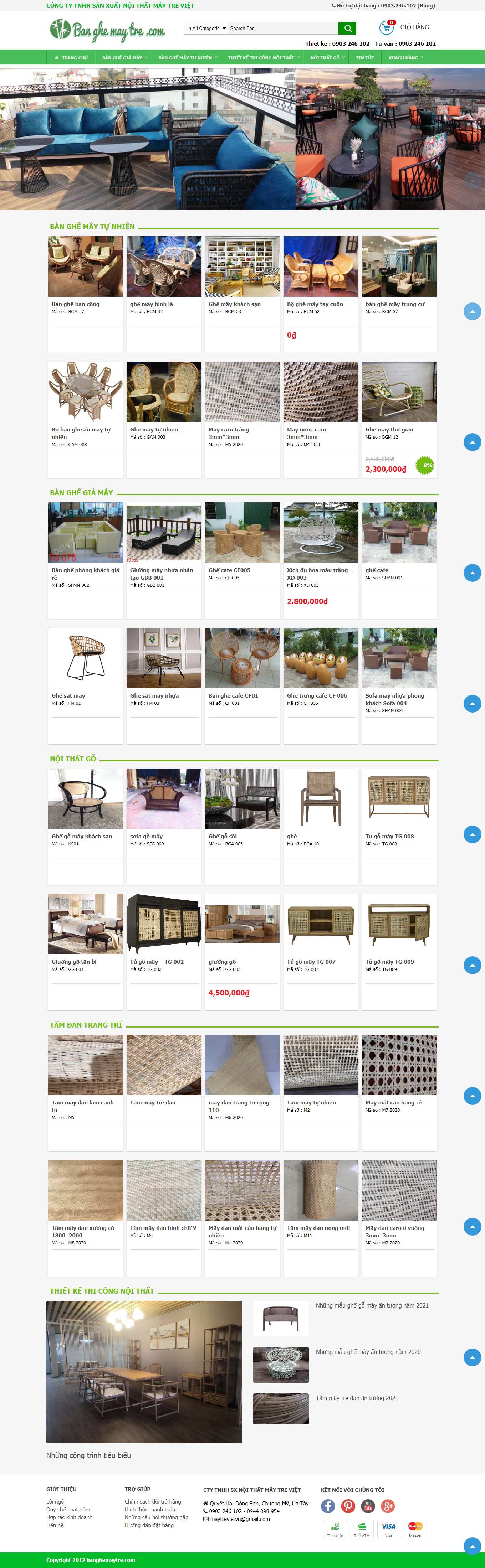 Thiết kế Website web bàn ghế mây tre - banghemaytrecom