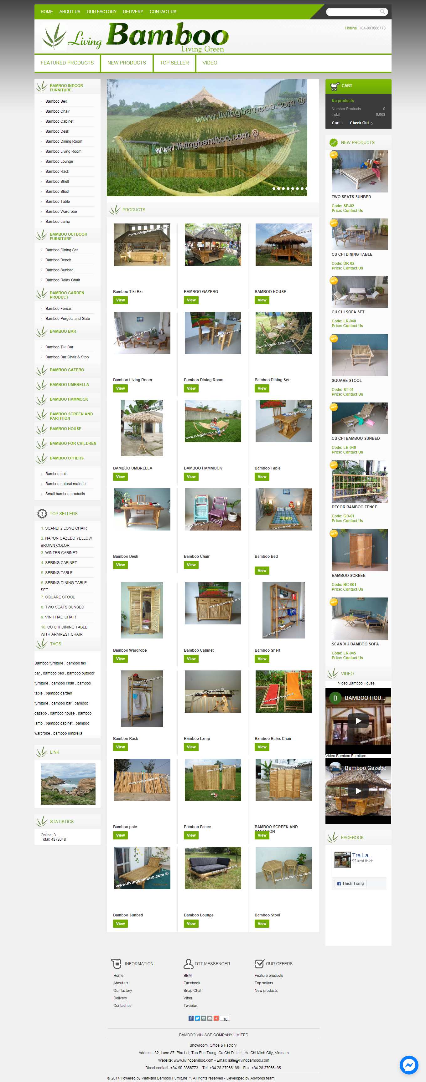 Thiết kế Website web bàn ghế mây tre - livingbamboocom