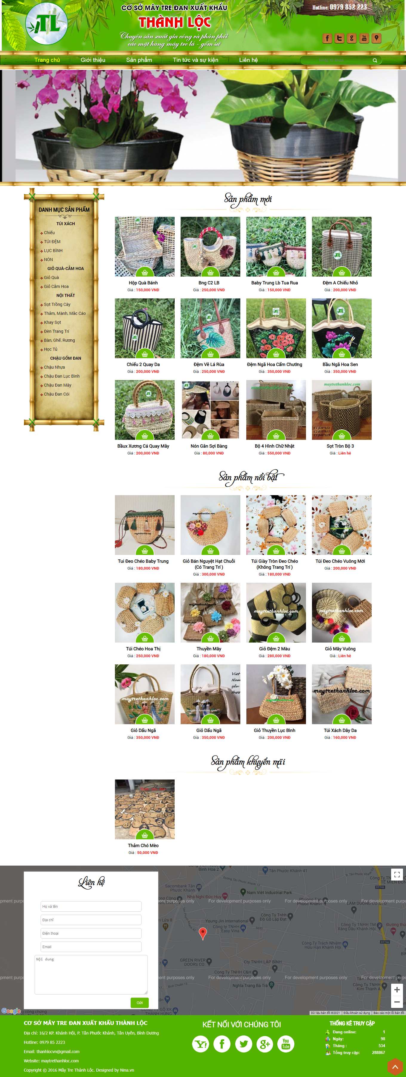 Thiết kế Website web nội thất mây tre - maytrethanhloccom