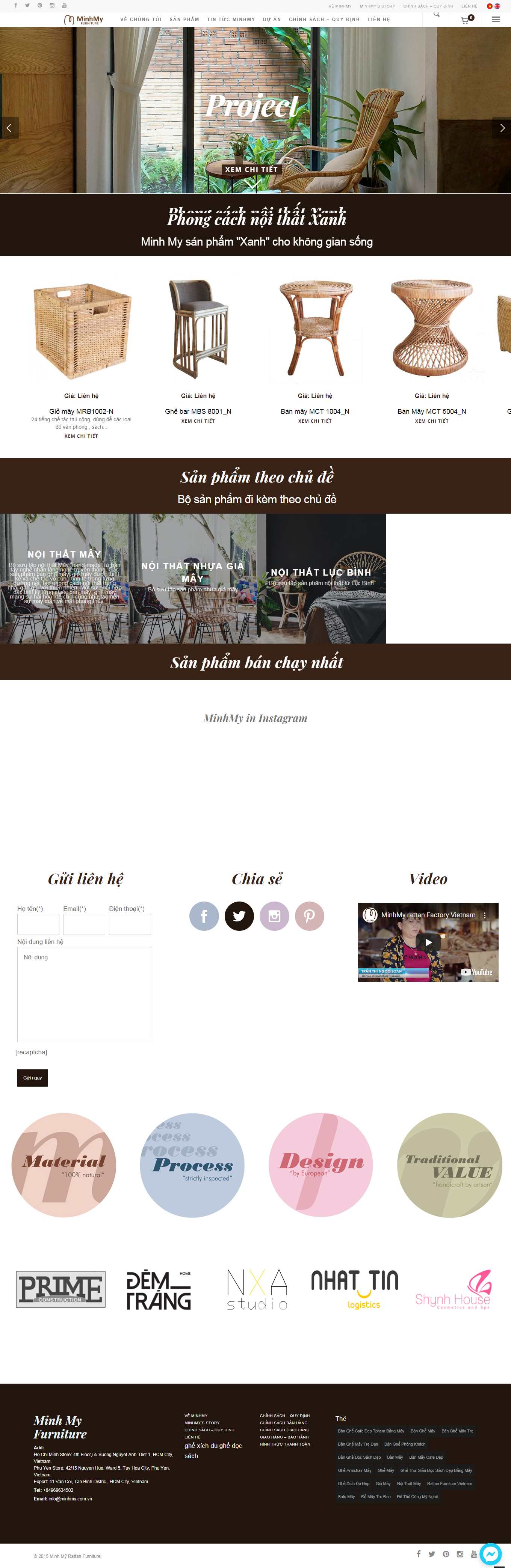 Thiết kế Website web nội thất mây tre - minhmycomvn