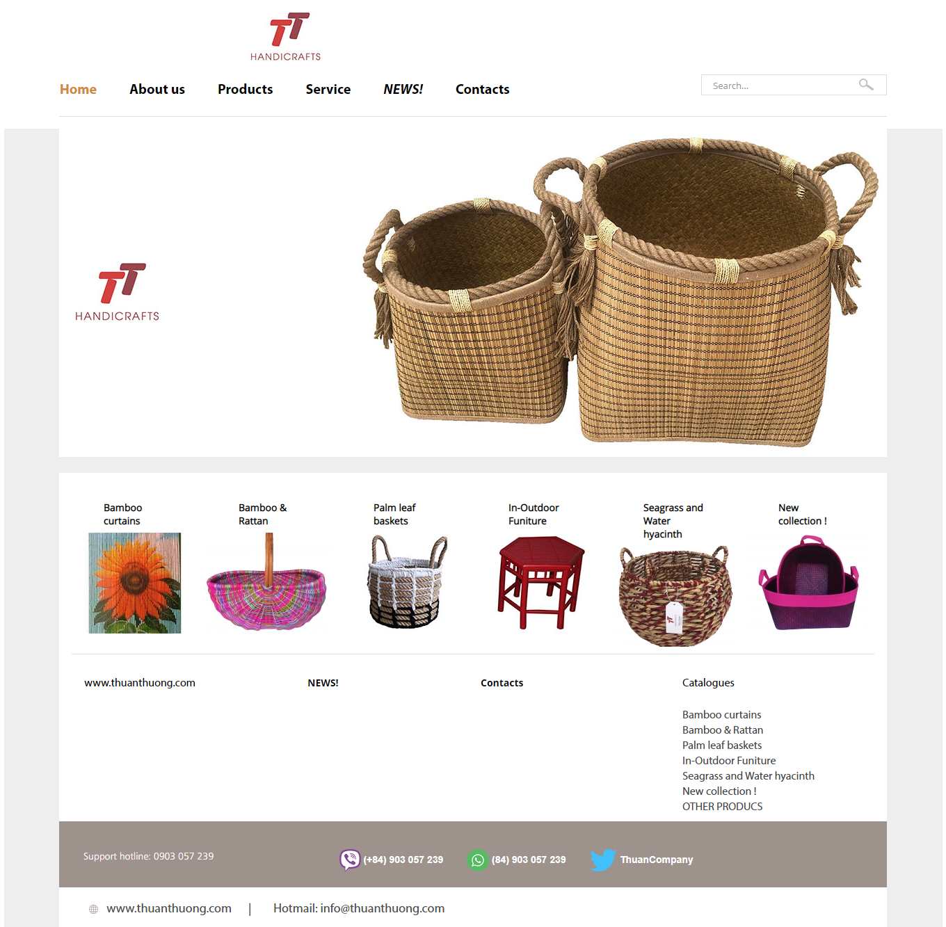 Thiết kế Website web nội thất mây tre - thuanthuongcom