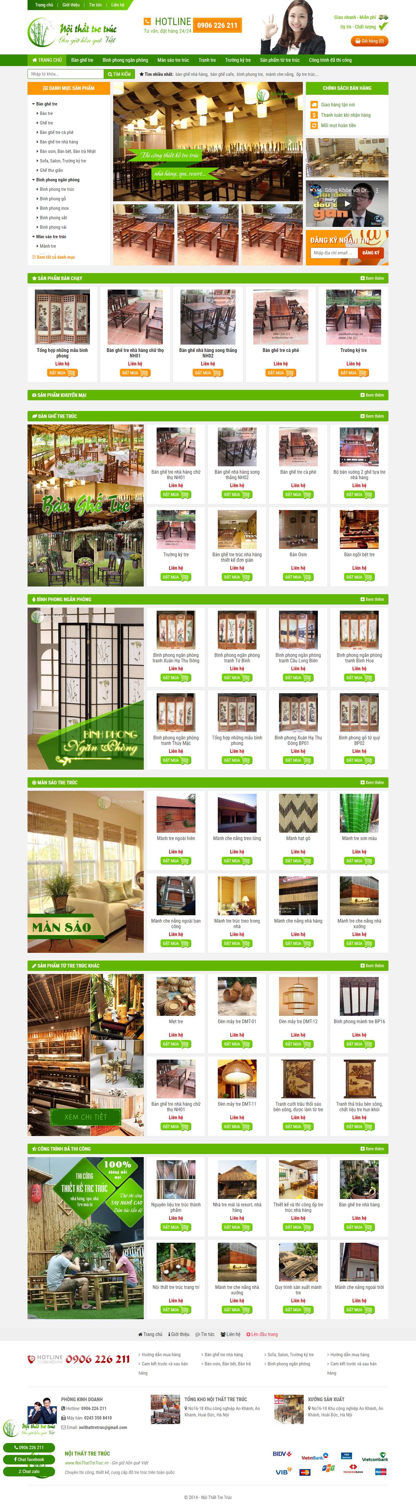 Thiết kế Website web nội thất mây tre - noithattretrucvn
