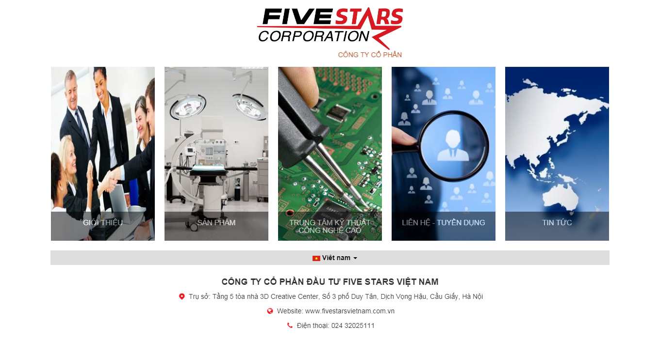 Thiết kế Website web bán máy cơ khí - fivestarsvietnamcomvn
