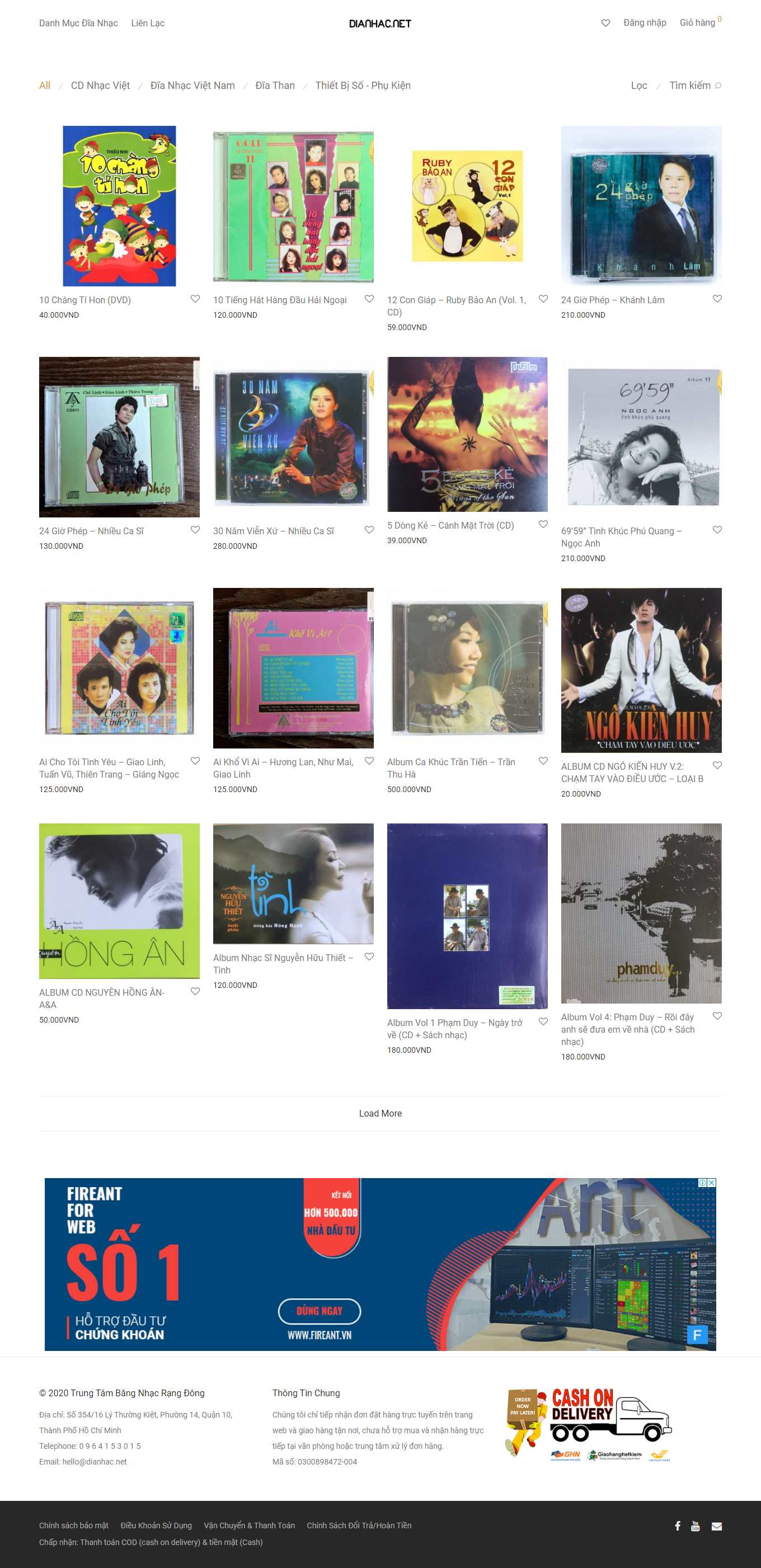 Thiết kế Website web bán băng đĩa - dianhacnet