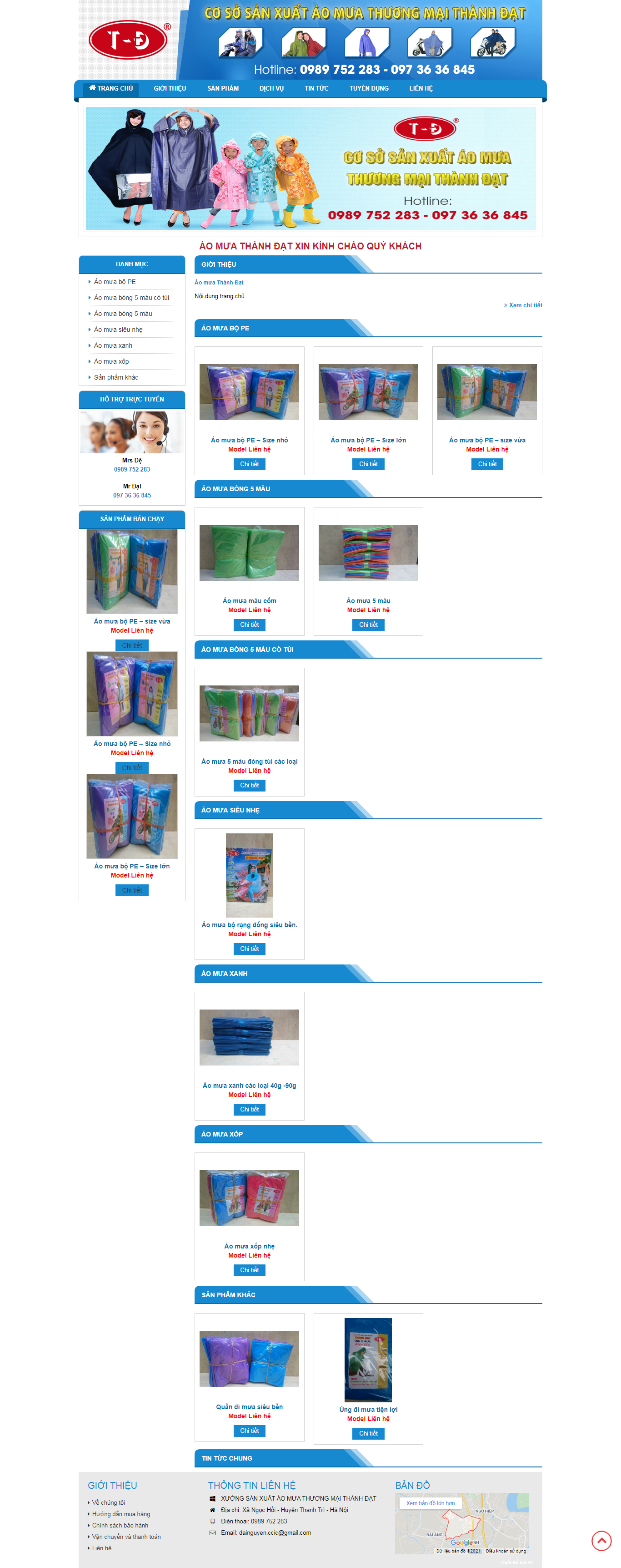 Thiết kế Website web bán áo mưa trẻ em - aomuathanhdatcom