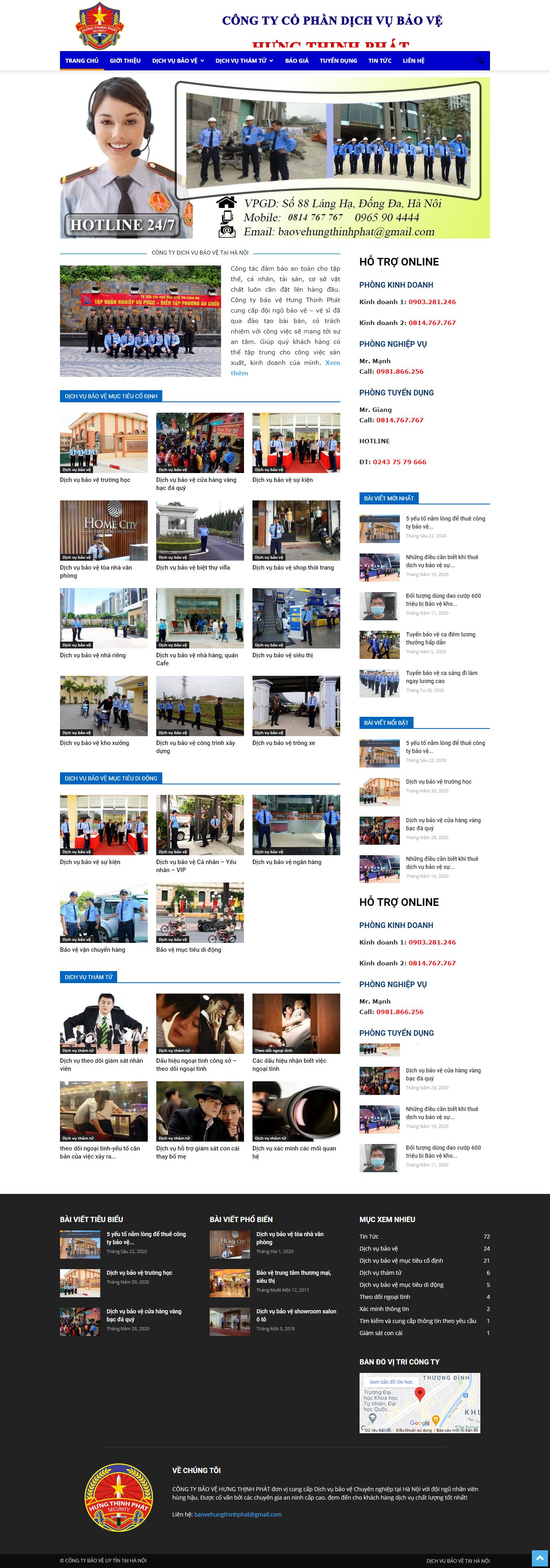 Thiết kế Website web dịch vụ trông xe - baovehungthinhphatcom