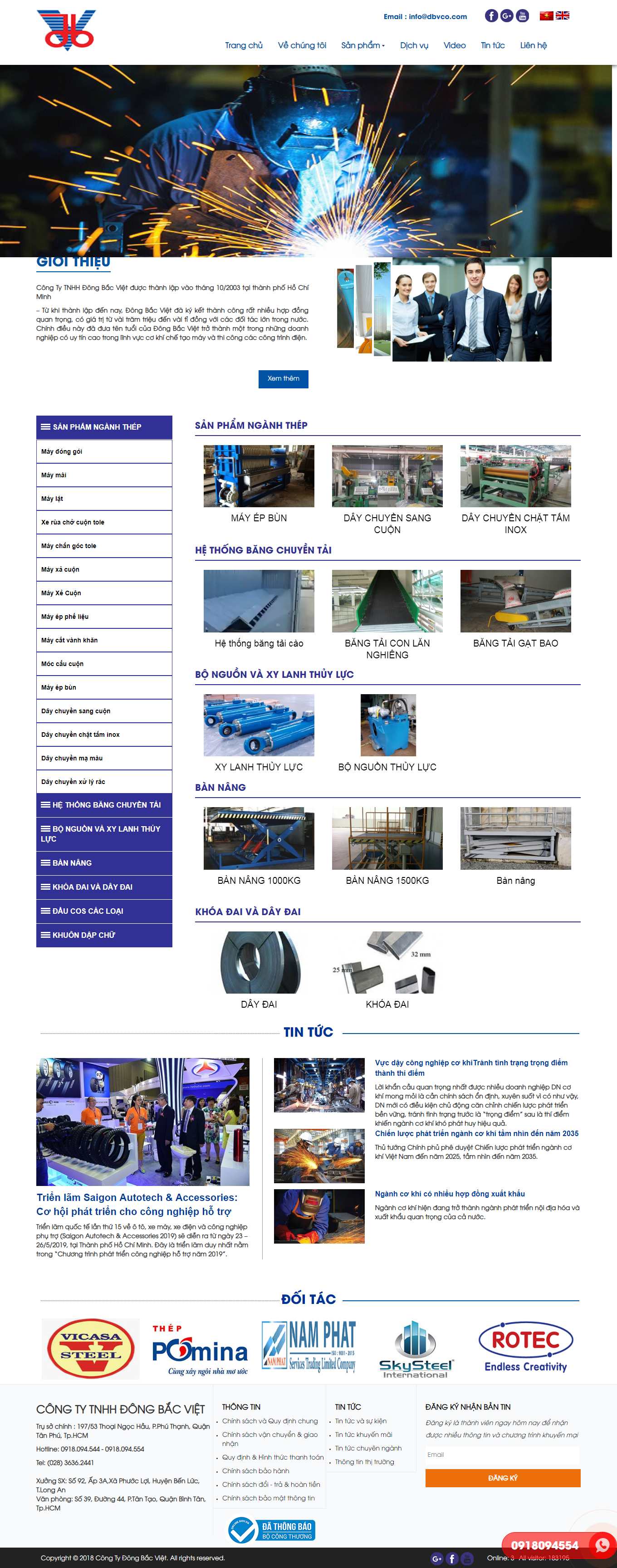 Thiết kế Website web băng tải con lăn - dbvcocom
