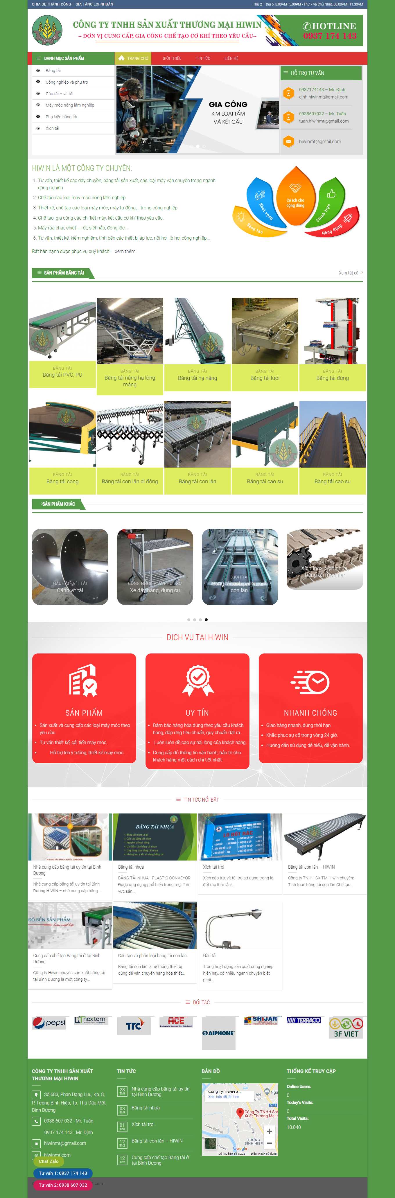 Thiết kế Website web băng tải con lăn - hiwinmtcom