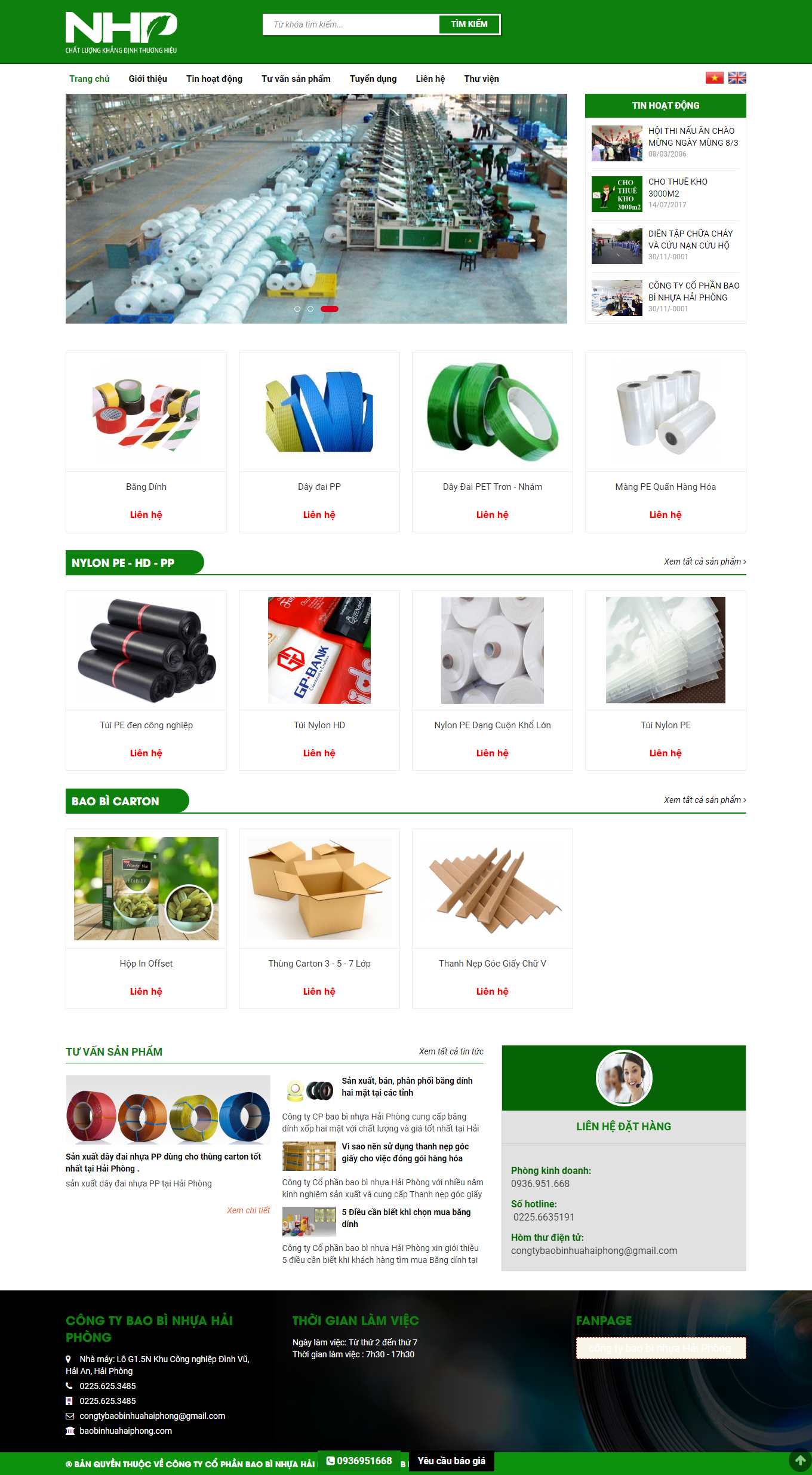 Thiết kế Website web bán băng dính - baobinhuahaiphongcom
