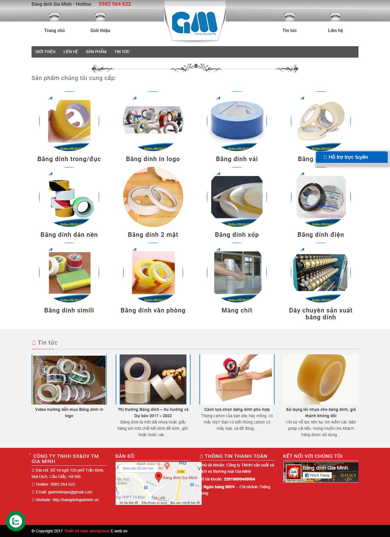 Thiết kế Website web bán băng dính - bangdinhgiaminhcom
