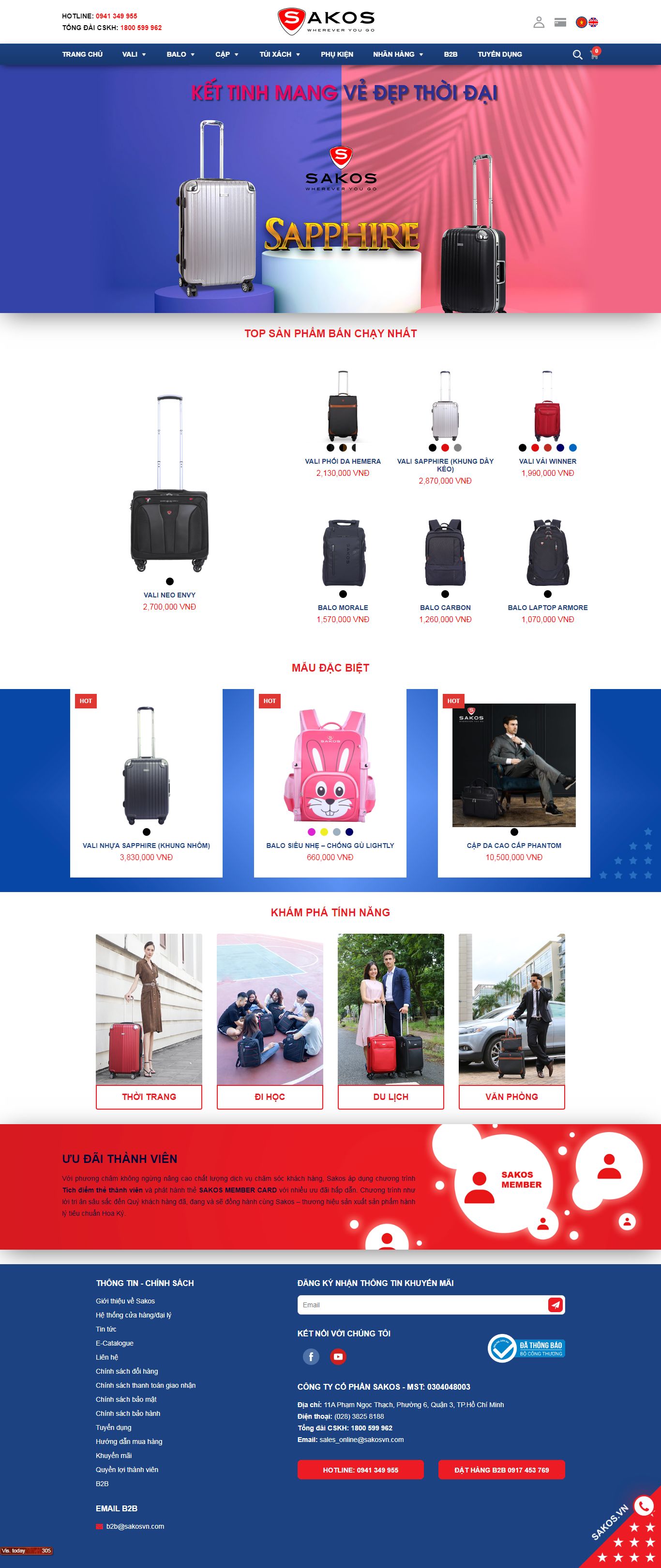 Thiết kế Website web bán balo laptop - sakosvn