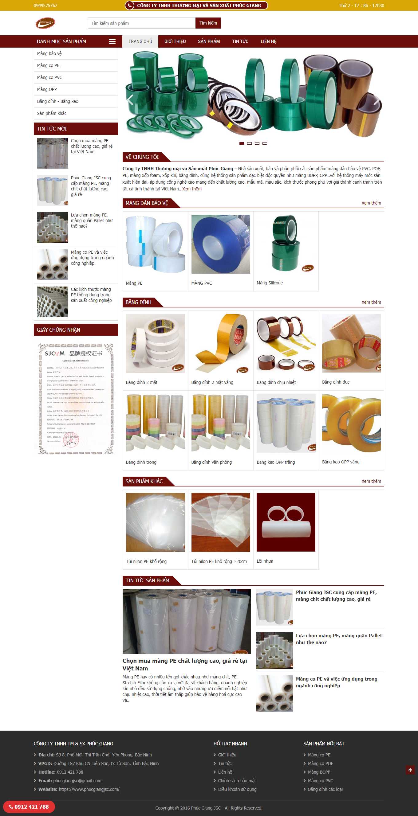 Thiết kế Website web băng keo chịu nhiệt - phucgiangjsccom