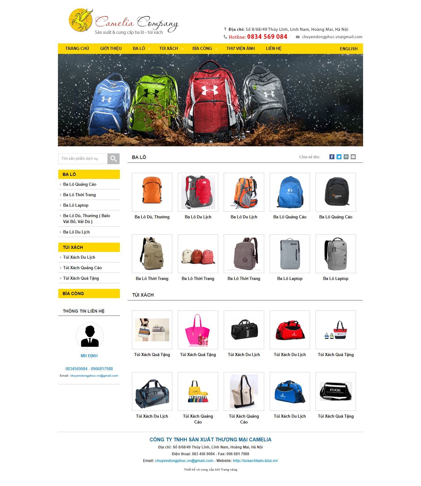 Thiết kế Website web bán balo laptop - tuixachbalobizzvn