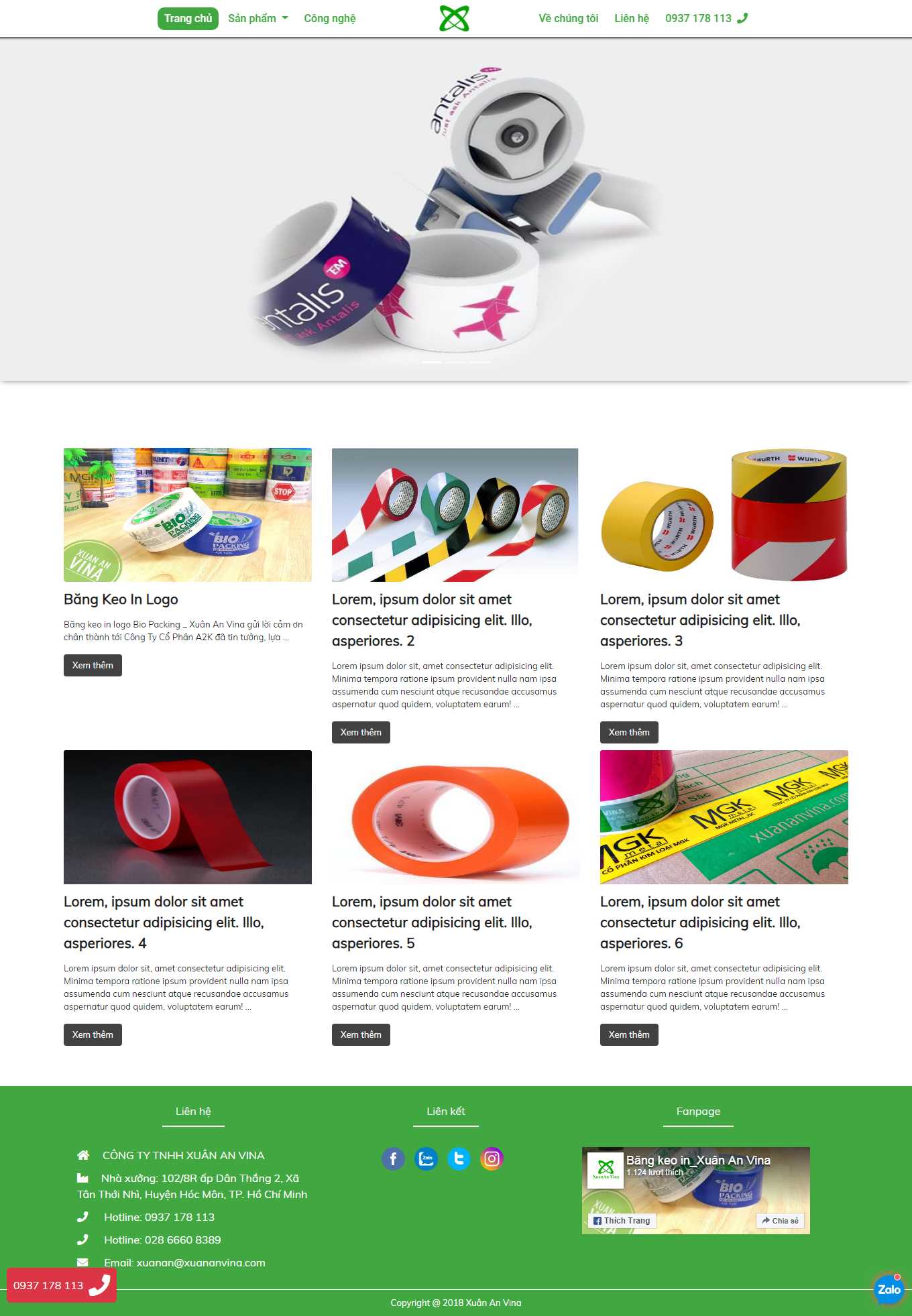 Thiết kế Website web bán băng keo chịu lực - xuananvinacom