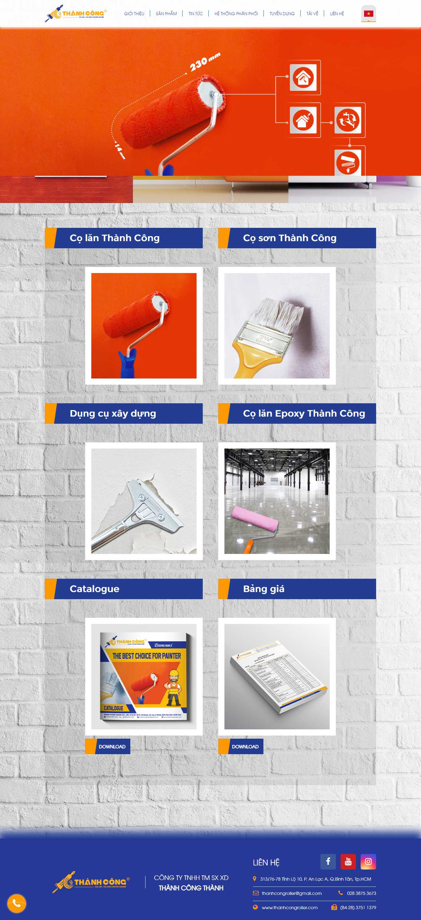 Thiết kế Website web bán thiết bị phun sơn - thanhcongrollercom