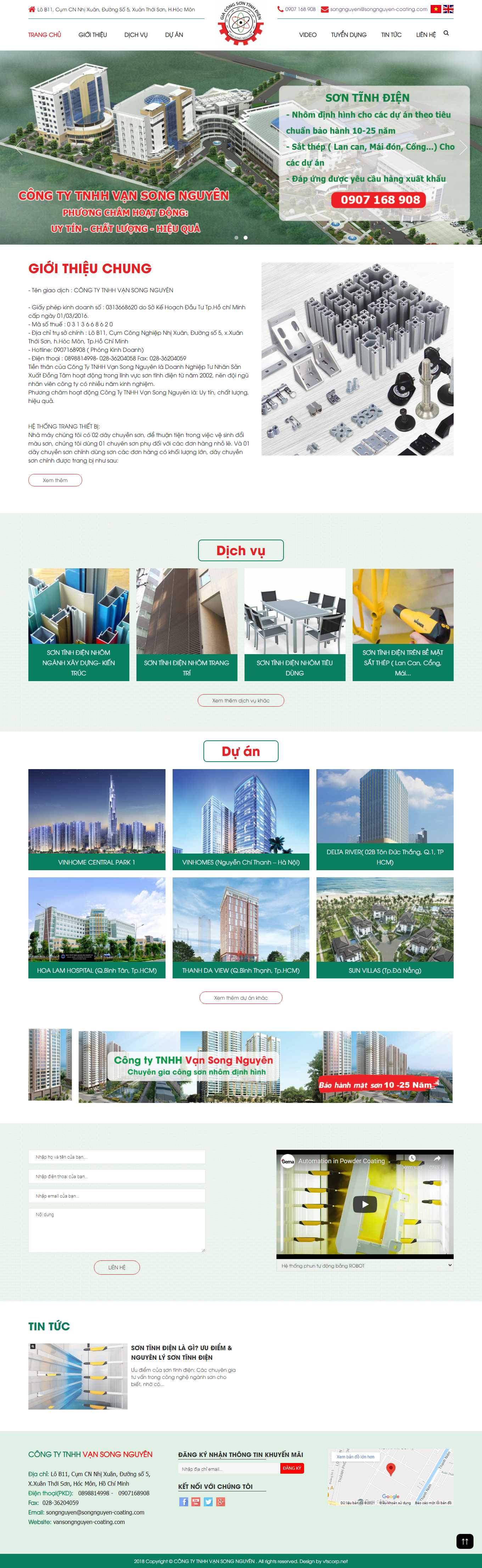 Thiết kế Website web bán sơn tĩnh điện - vansongnguyen-coatingcom