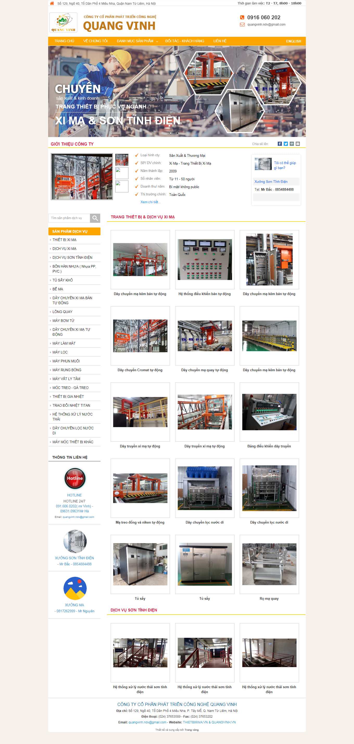 Thiết kế Website web bán thiết bị xi mạ - thietbiximavn