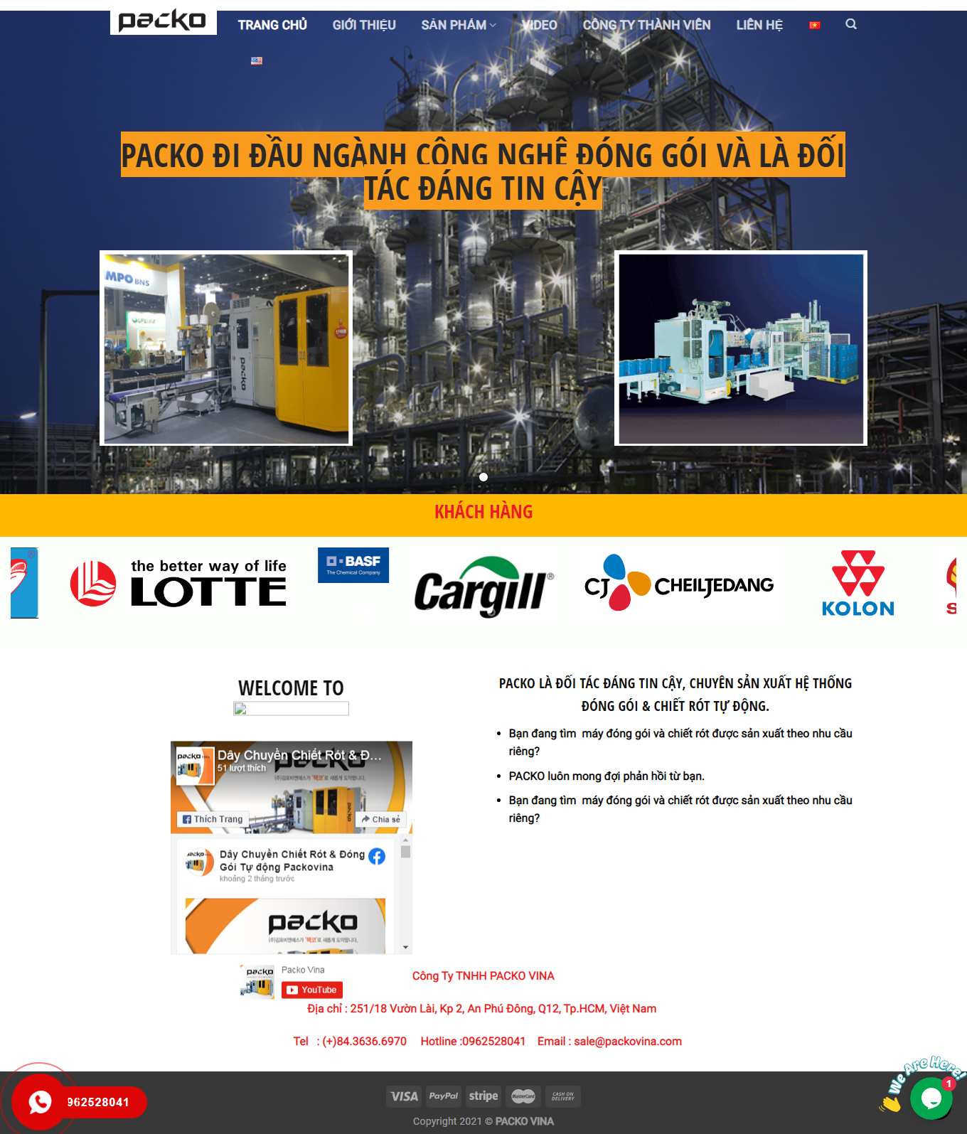 Thiết kế Website web bán máy móc - packovinacom