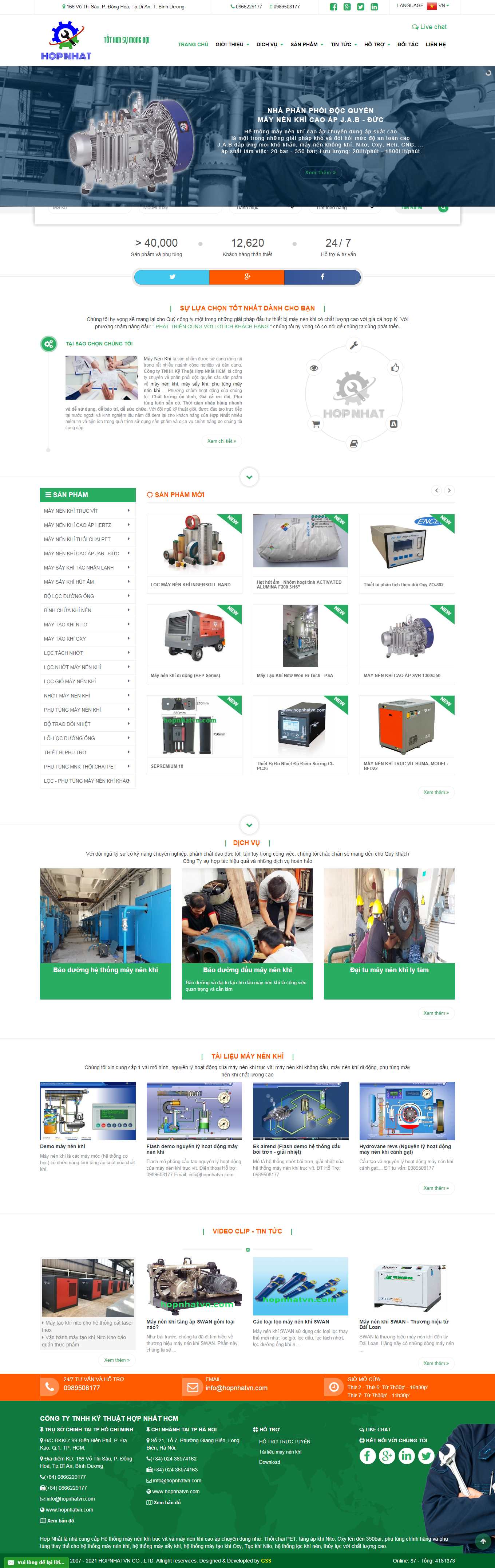 Thiết kế Website web bán máy nén khí - hopnhatvncom
