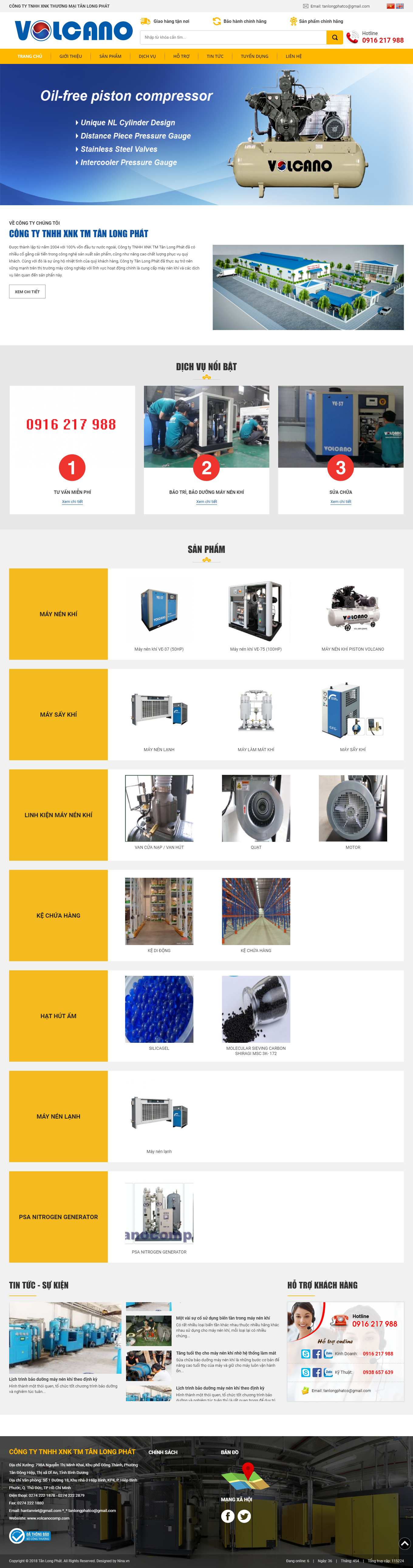 Thiết kế Website web bán máy nén khí - volcanocompcom