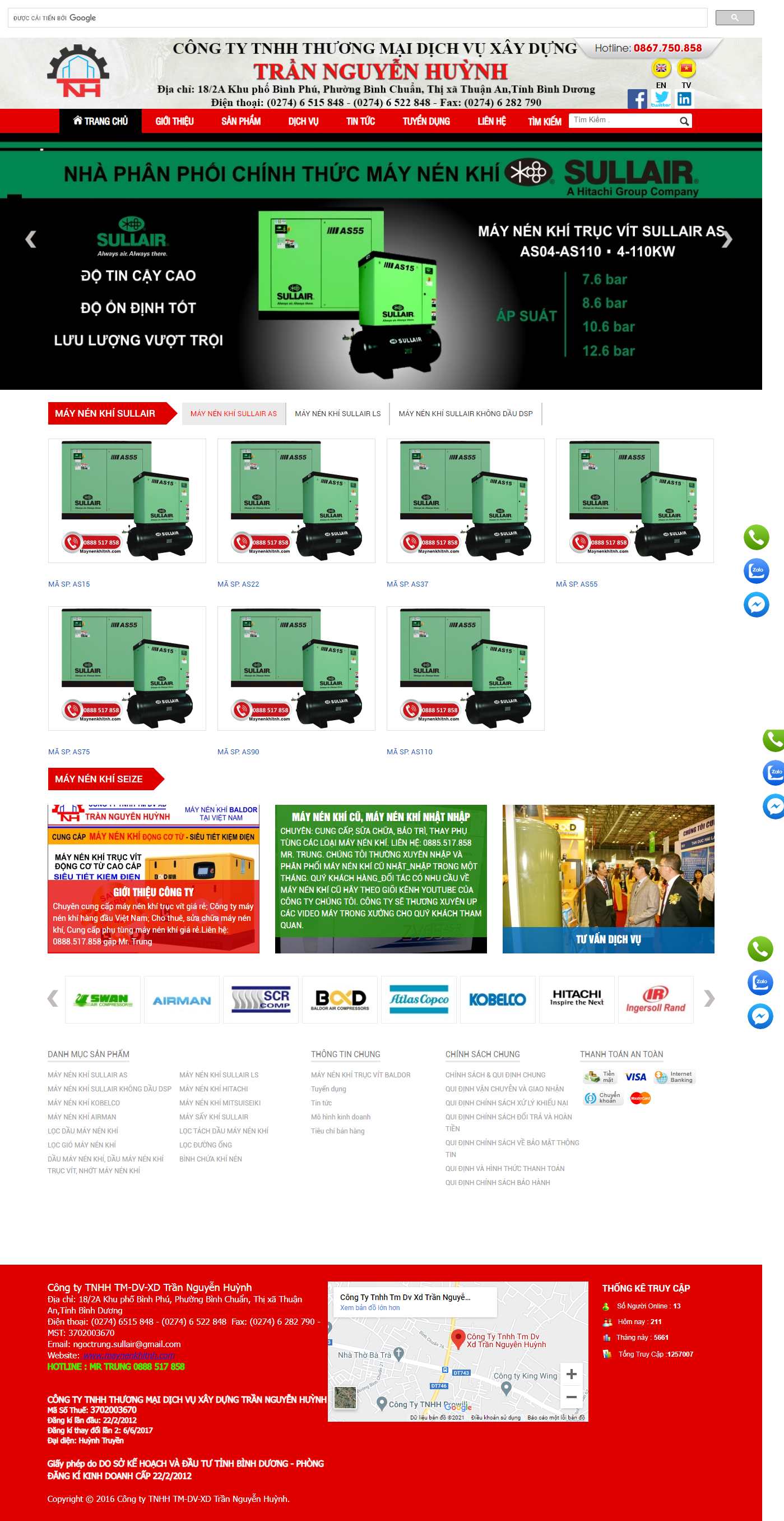 Thiết kế Website web bán máy nén khí - maynenkhitnhcom