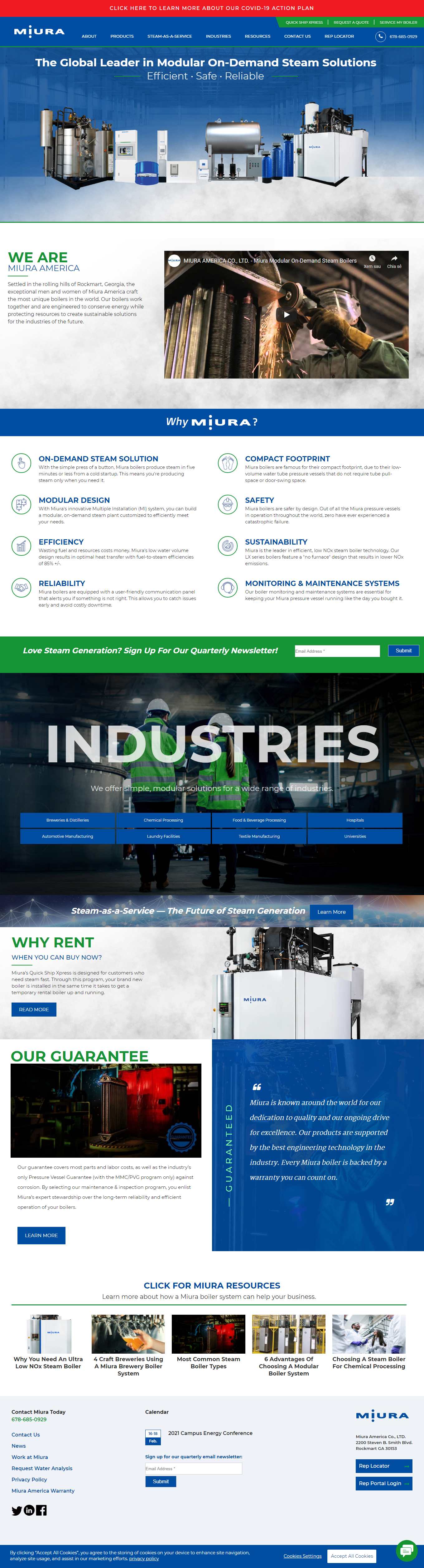 Thiết kế Website web bán nồi hơi - wwwmiuraboilercom