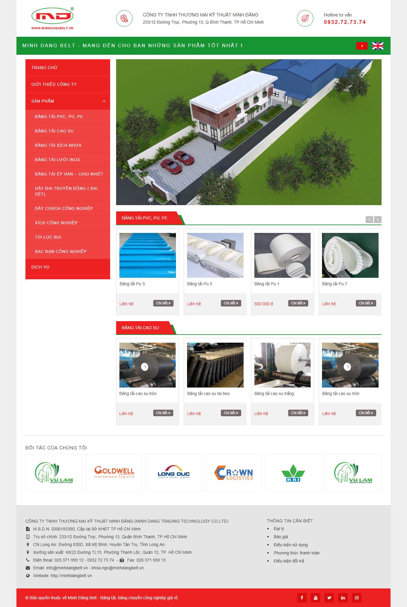 Thiết kế Website web băng tải xích - minhdangbeltvn