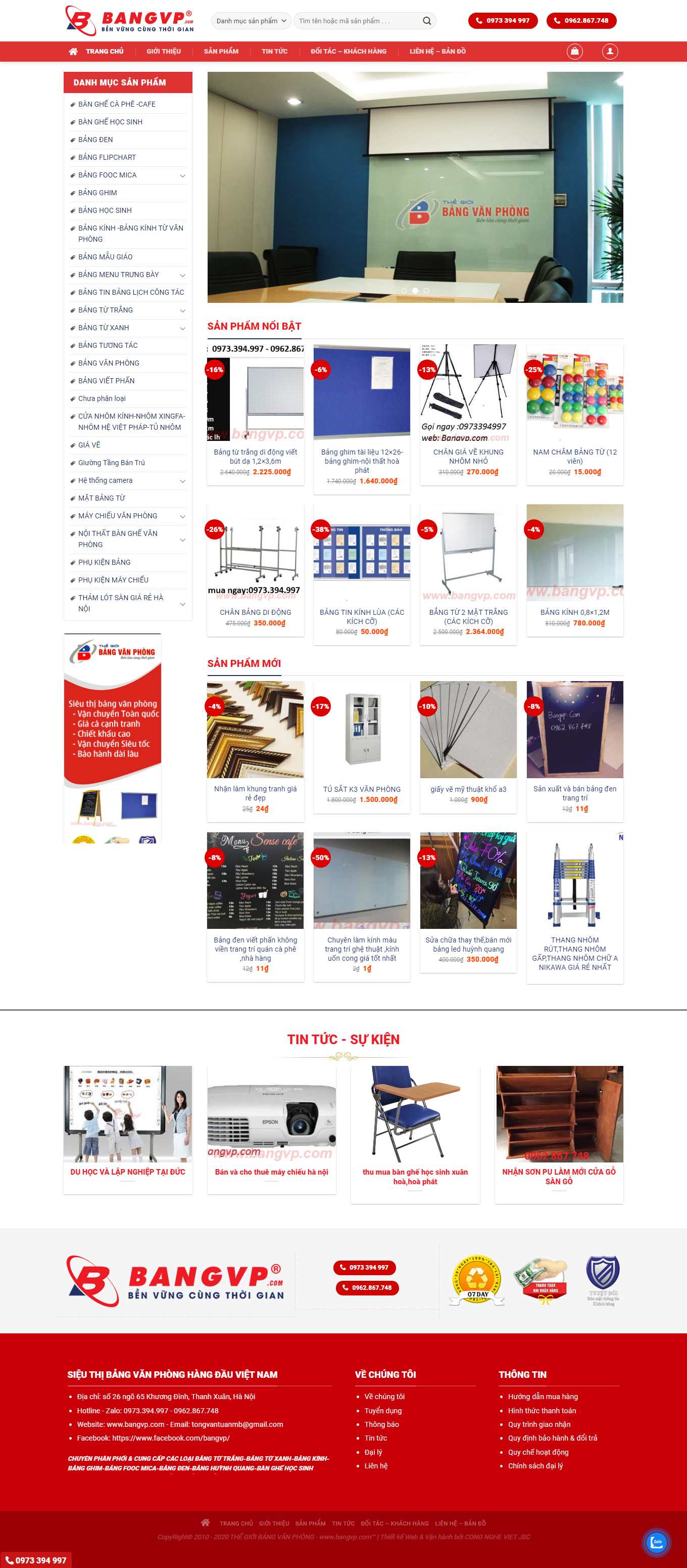 Thiết kế Website web bán bảng kính - bangvpcom