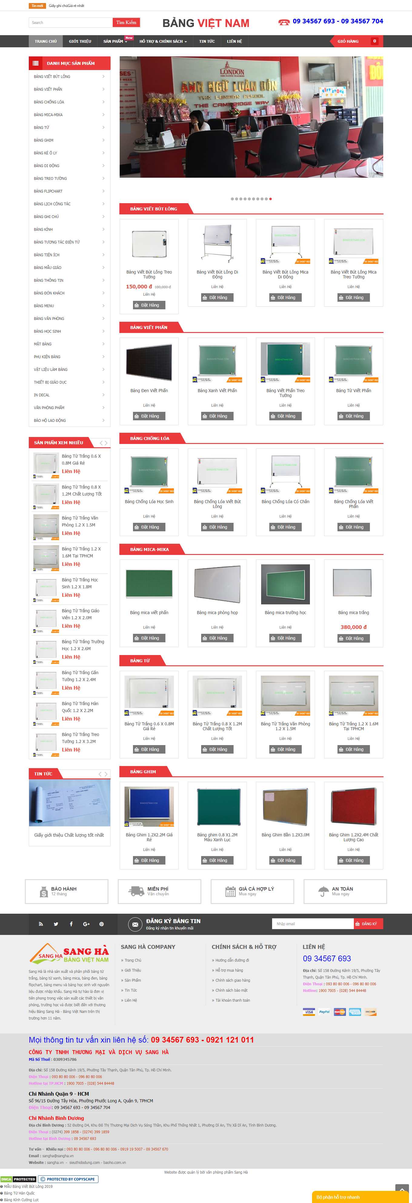 Thiết kế Website web bán bảng từ - bangvietnamcom