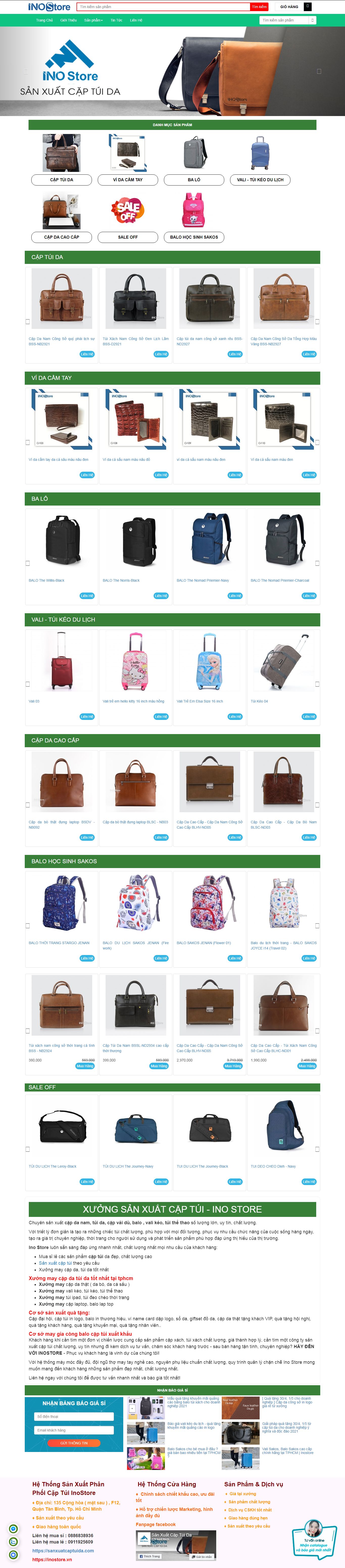 Thiết kế Website web bán cặp da - sanxuatcaptuidacom