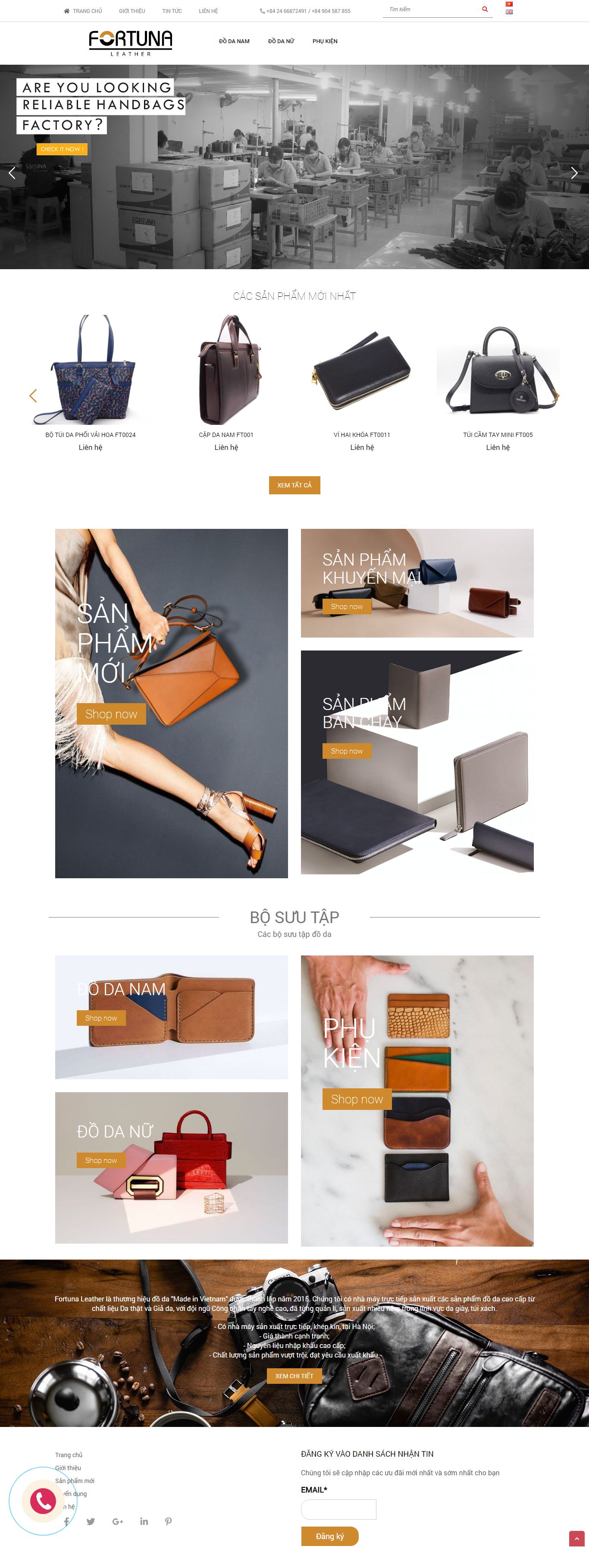 Thiết kế Website web bán cặp da - fortunaleathervn