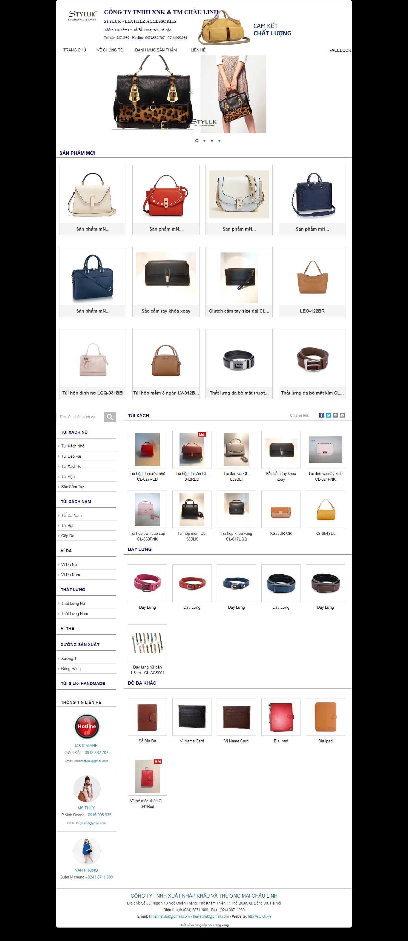 Thiết kế Website web bán cặp da - stylukvn