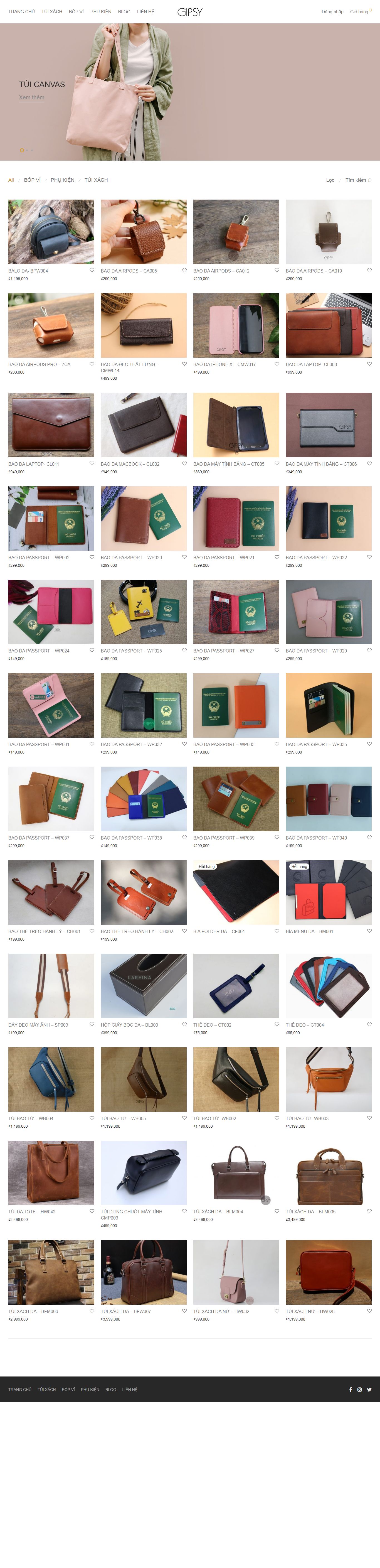 Thiết kế Website web bán cặp da - gipsycomvn