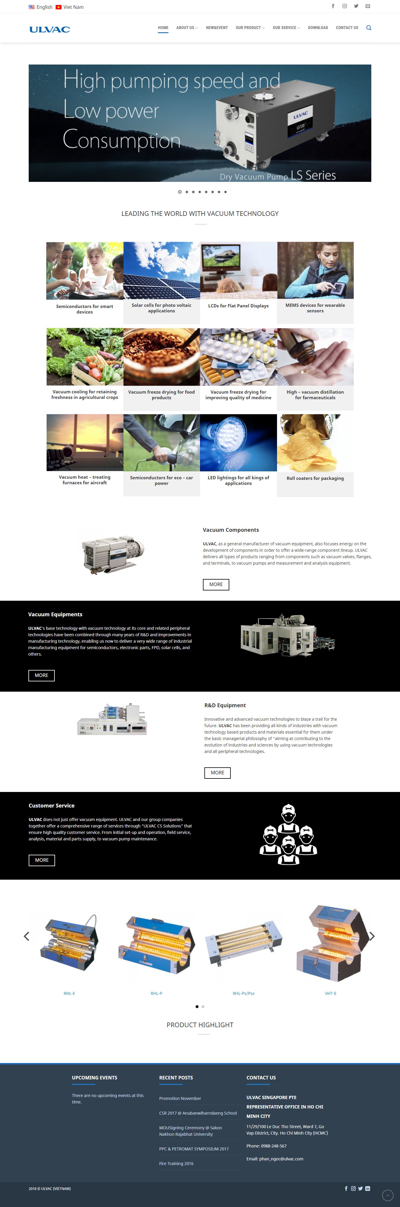 Thiết kế Website web bán thiết bị xử lý nhiệt - ulvaccomvn