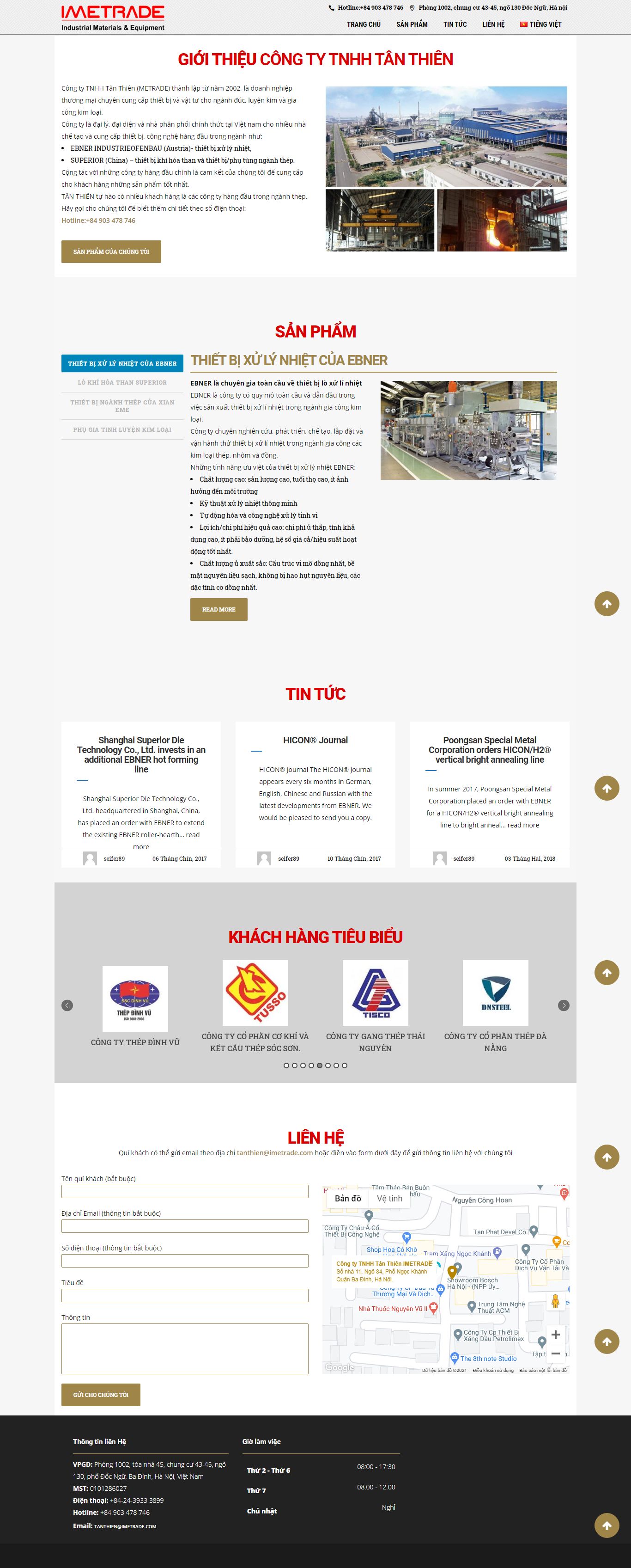 Thiết kế Website web bán thiết bị xử lý nhiệt - imetradecom