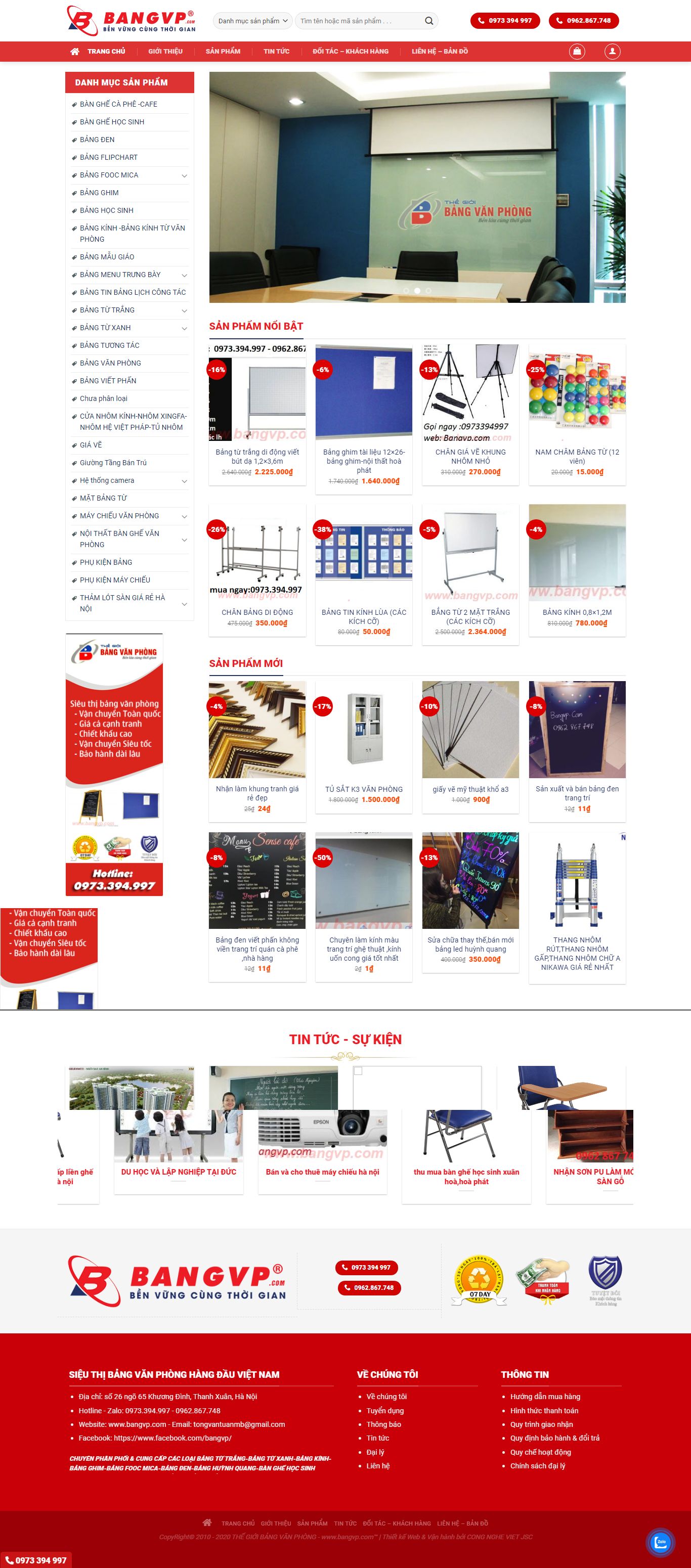Thiết kế Website web bán bảng trắng - bangvpcom