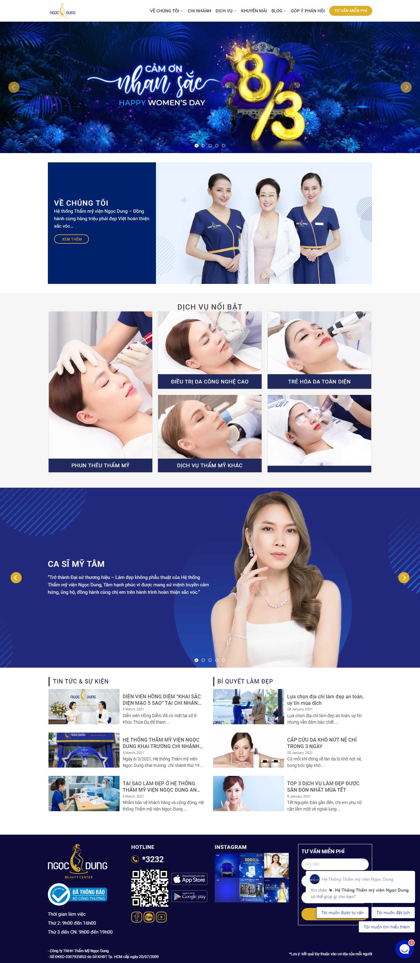 Thiết kế Website web spa , thẩm mỹ - thammyvienngocdungcom