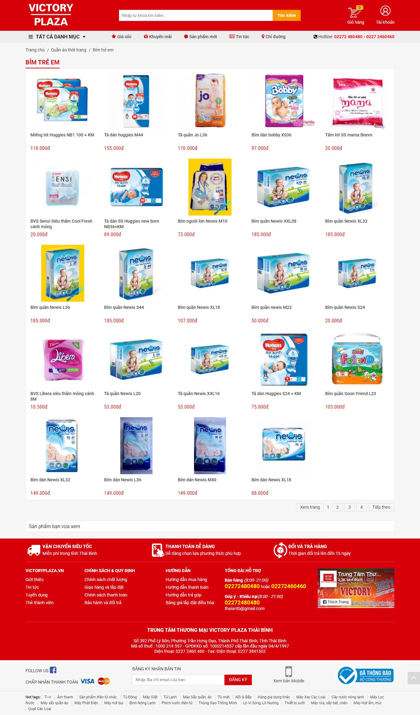 Thiết kế Website web bán bỉm trẻ em - victoryplazavn