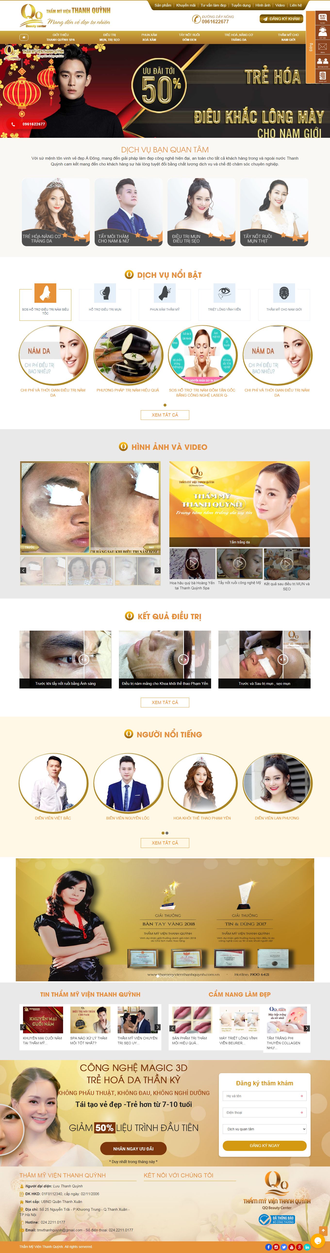 Thiết kế Website web spa , thẩm mỹ - thammyvienthanhquynhcomvn