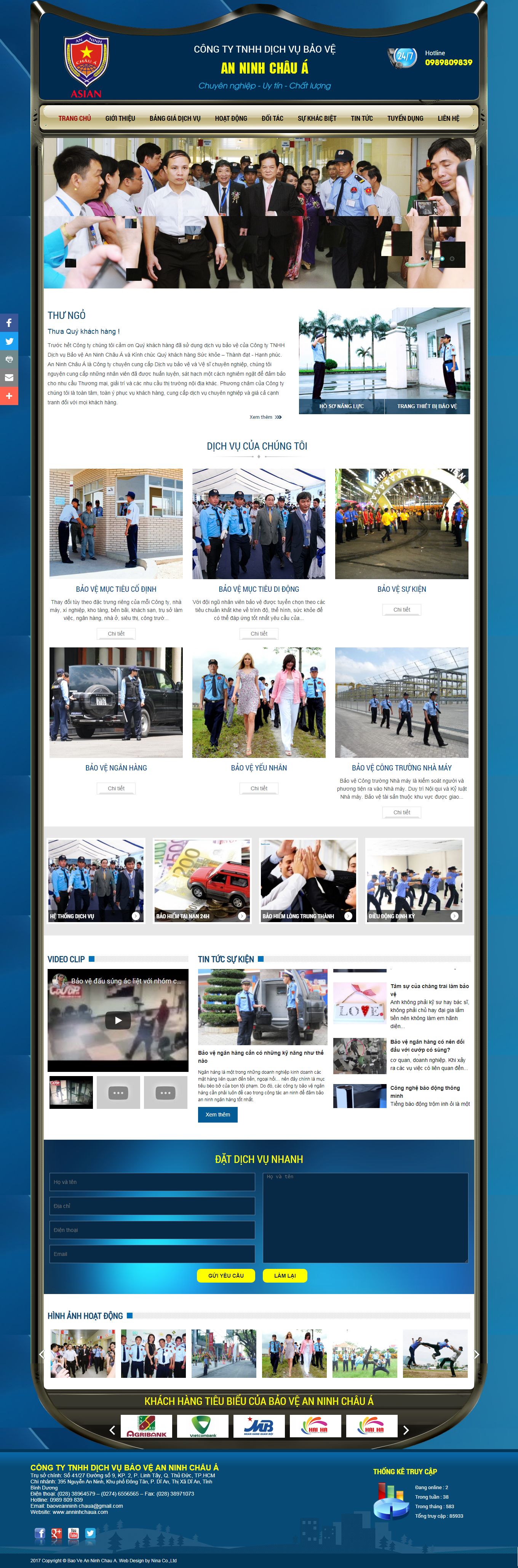 Thiết kế Website web bảo vệ showroom - anninhchauacom
