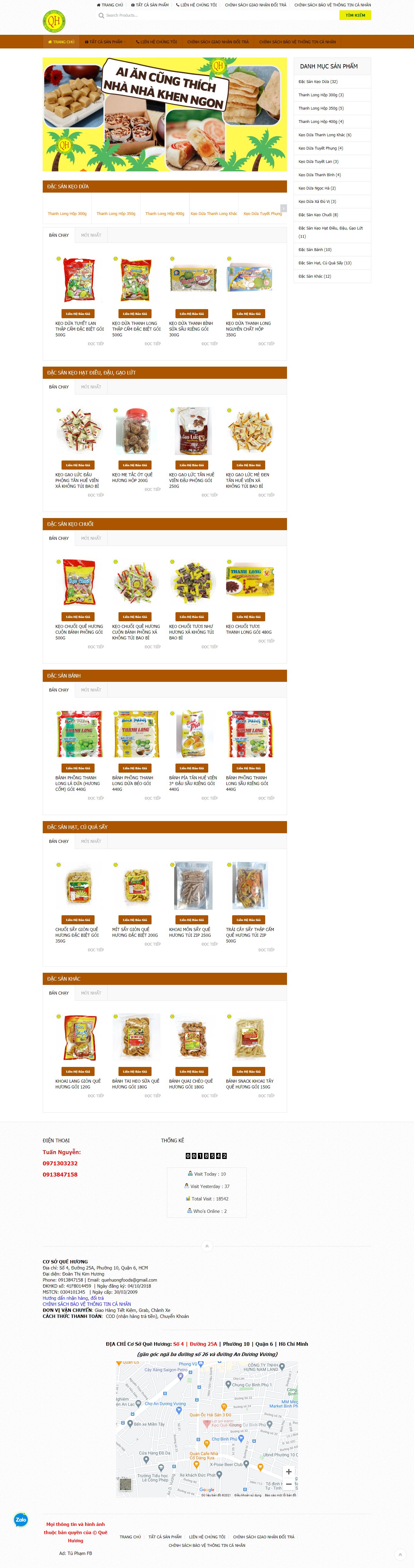 Thiết kế Website web bán bánh kẹo - quehuongfoodcom