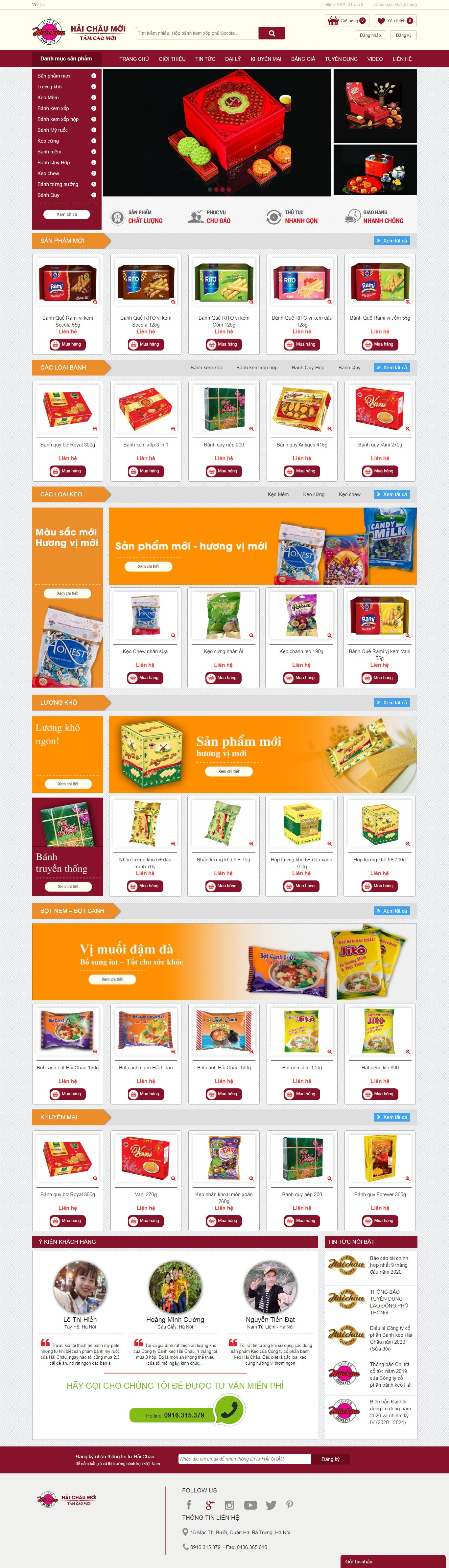 Thiết kế Website web bán bánh kẹo - haichaucomvn