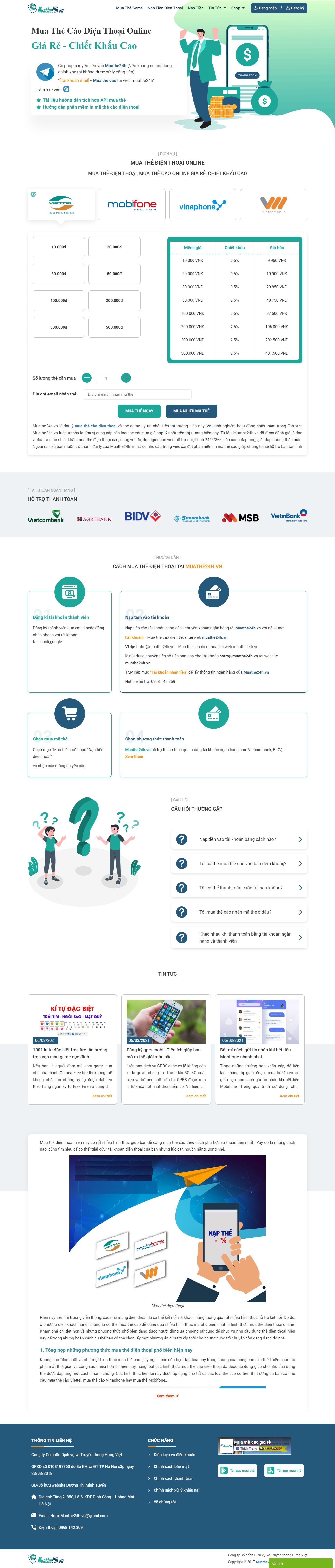 Thiết kế Website web dịch vụ thương mại - muathe24hvn