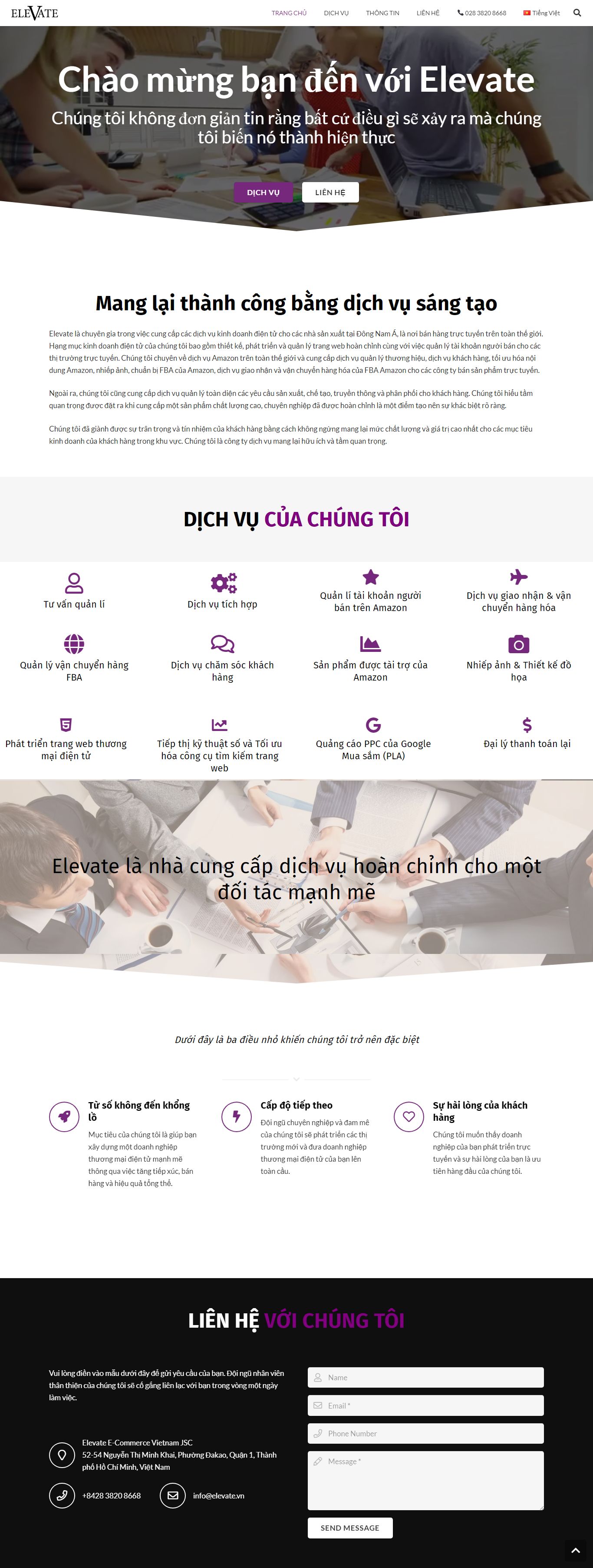 Thiết kế Website web dịch vụ thương mại - elevatevn